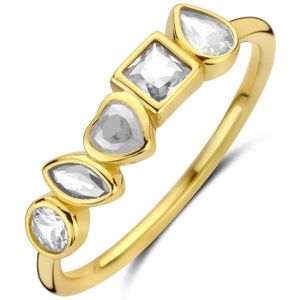 New Bling - 9NB-1573-54 - 925 zilveren ring met witte stenen - goudkleurig
