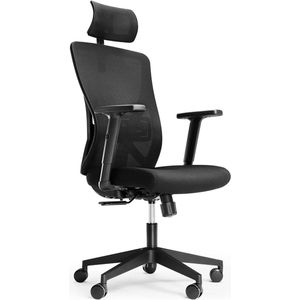 Bureaustoelen, ergonomische bureaustoel met verstelbare lendensteun, 2D-hoofdsteun en armleuning, hoogteverstelling en kantelfunctie voor executive werk en studie
