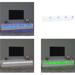 vidaXL Tv-meubel met LED-verlichting 240x35x40 cm wit - Tv-kast - Tv-kasten - Tv-meubel - Tv-meubel Met LED-verlichting