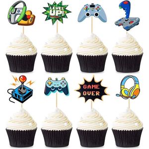 Jacey's TREASURES Game Controller Cupcake Toppers - 8 Stuks - Versiering - Verjaardag Versiering - Cupcake Decoratie - Kinderfeestje - Toppers - Taarttopper - Cake Topper - Prikkers - Cocktailprikkers - Taart - Uitdelen - Voor Jongens en Meisjes