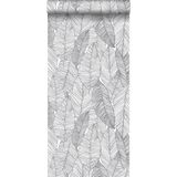 ESTAhome behang getekende bladeren zwart en wit - 139011 - 0.53 x 10.05 m