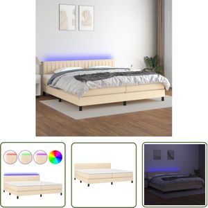vidaXL Boxspring 200x200 cm met LED en matrassen Boxspring Bed - Creme Kleurig Bed - Elektrisch Verstelbare Hoofdbord - Led Verlichting Bed - Pocketed Veren Matras