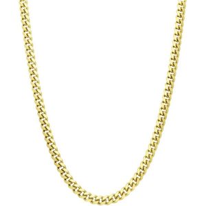 Lucardi - Kinder Gerecycled zilveren goldplated collier gourmetschakel - Ketting - 925 Zilver - Goudkleurig - 42 cm