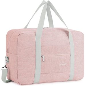 Handbagagetas voor vliegtuig 55 x 40 x 20 cm / 45 x 36 x 20 cm Opvouwbare reistas Overnachting Weekend Dameshandbagage Sporttas Koffer 25L met schouderriem, roze (met schouderband)