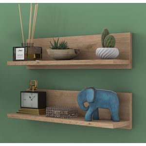 Wandrek 60x15 cm - Dubbele houten Boekenrekken - wandplank - boekenplanken - Wandkast - Wandschap - Wandrekken