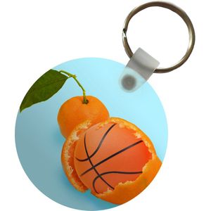 Sleutelhanger - Basketbal - Sinaasappel - Fruit - Oranje - Blad - Plastic - Rond - Uitdeelcadeautjes