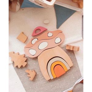 L and Wood Paddenstoelhuispuzzel | natuur - paddenstoel - houten speelgoed - speelgoed - houten puzzel - puzzel - bijzonder - decoratief - babyshower - kraamcadeau - jongen - meisje - peuter - spelen maar