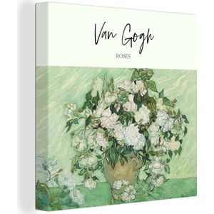 Canvas - Canvas schildersdoek - Van Gogh - Rozen - Bloemen - Vaas - Muurdecoratie - Oude meesters - 50x50 cm
