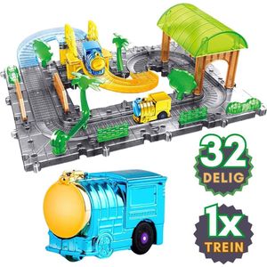 Splicing - 32-delig trein electrisch locomotief wheels treinbaan | Hot speelgoed voor baby meisjes en jongens kinderen van 1 2 3 4 jaar | niet compatibel met lego duplo of vtech toet toet auto's | Racebaan bouwpakket | Sinterklaas & Kerst cadeautjes