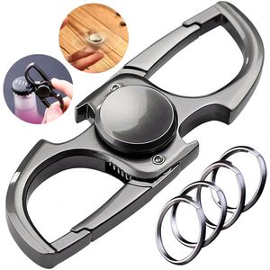 Luxe Metaal Sleutelhanger Spinner met Sleutelringen - Quick Release Auto Sleutelhouder - Afneembare Fidget Toy Keychain Karabijnhaak, Musketonhaak & Autosleutel voor Volwassen, Vrouwen, Mannen, Kinderen - Karabijnsluiting Sleutel hanger - Flesopener