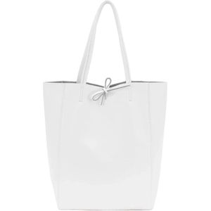 Witte Leren Shopper Simple - Leder - Shoppers - Handtassen - Wit - Italiaans Leer