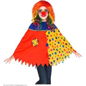 Widmann - Clown & Nar Kostuum - Grappige Clown Pollie Poncho Kind - Rood, Geel - One Size - Carnavalskleding - Verkleedkleding