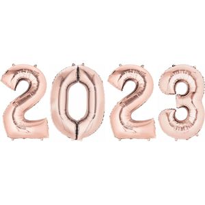 Ballon Cijfer 2023 Oud En Nieuw Versiering Nieuw Jaar Feest Artikelen Rose Gouden Happy New Year Ballonnen Rose Goud – XL Formaat