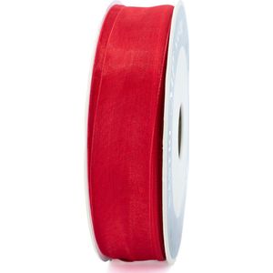 Organza lint - Rood - 25 mm - Rol a 50 meter