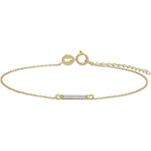 GISSER Jewels VGB007 - Geelgouden Armband - Anker met Staaf gezet met Zirkonia - 15mm breed - 17cm + 3cm - 14kr Geelgoud