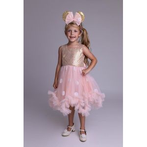 Feestjurk-roze-witte-stippen-feestkleding-kinderjurk-tule-jurk-verjaardag-kleedje-meisje-themafeest-girl-verjaardagjurk-diadeem-fotoshoot-jurk Romy (mt 122/128)