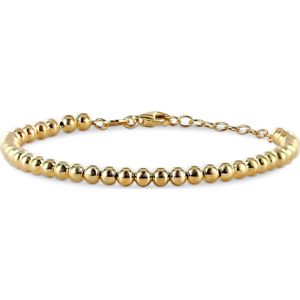 Silventi 9SIL-23243 Zilveren Armband Bolletjes 4mm - 16+3cm - Karabijnsluiting - Zilver - Verguld/Goud op Zilver