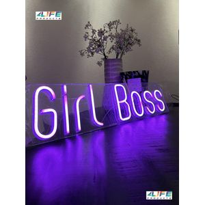 4LifeProducts - GIRL BOSS neon bord- neon verlichting - Neon lamp- Neon sign- Neon wandlamp- Party- LED sfeerlicht - Roze - Feestlicht - Vrijgezellenfeest - Tiktok achtergrond - YouTube achtergrond - Verjaardag - Sfeerlicht
