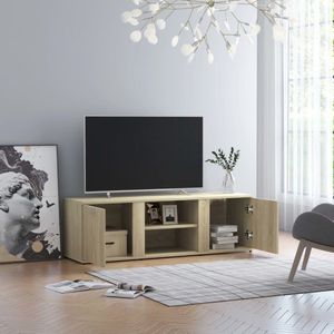 The Living Store TV-meubel Hout - 120x34x37 cm - Klassiek design - Sonoma Eiken - 2 deuren en 2 open vakken - Montage vereist