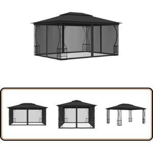 vidaXL Prieel met Netten 300x400x265 cm - Antraciet Tuin Prieel - Party Tent - Outdoor Shelter - Parasol - Veranda