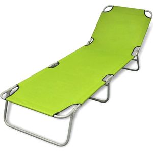 The Living Store Ligbed inklapbaar gepoedercoat staal appeltjesgroen - Ligbed - Lounge Stoel - Tuinset - Buitenspeelgoed - Relaxen