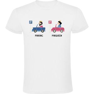 Parking Parqueen Heren T-shirt - grappig - woordgrap - taal - parkeren - auto - shirt