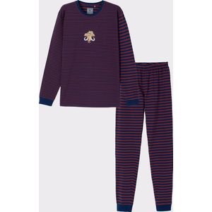 Woody pyjama jongens/heren - donkerblauw-bordeaux gestreept - mammoet - 232-10-PLD-Z/951 - maat XXL