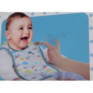 Vliegtuig lepel + slabber voor baby , peuter