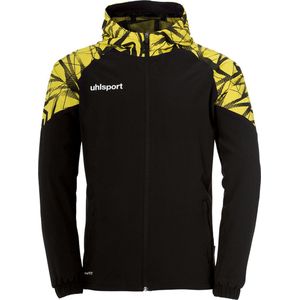 Uhlsport Goal 25 Evo Woven Hood Jacket Kind Zwart-Limoen Geel Maat 164