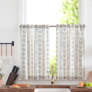 Goodivery ® Bohemien Gestreepte Linnen Keukengordijnen voor Stijlvolle Lichtfiltering en Privacy in Huis