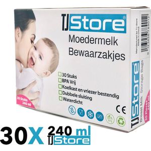 30 stuks 240ml - borstvoeding zakjes - moedermelk zakjes - moedermelk bewaarzakjes