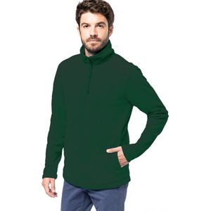 Kariban Fleece trui - donkergroen - halve ritskraag - warme winter sweater - heren - polyester XL