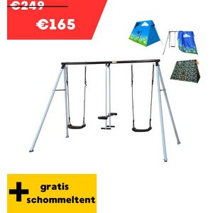 Hörby Bruk® Metalen Schommel - Voor 4 kinderen - Roestvrij Staal- Pastelblauw - 275 X 215 X 180cm - 100% gemaakt in Zweden - 10 jaar fabrieksgarantie - Schommelstoel - Duo schommelstoel - Schommel - Schommel voor buiten - Schommel voor binnen