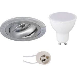 LED Spot Set - Proma Alpin Pro - GU10 Fitting - Inbouw Rond - Mat Zilver - 4W - Warm Wit 3000K - Kantelbaar Ø92mm