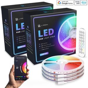 Lideka® - LED Strip Muziek - 20 Meter (2x10) + 3 Meter - RGB - met Afstandsbediening & App - Light Strips - Licht Strip - Led Verlichting