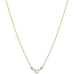 YO&NO - Ketting - Goud - Anker - Parel - bolletjes - 1,1mm - 45 cm - Sieraden vrouw - 14k - 585 Goud