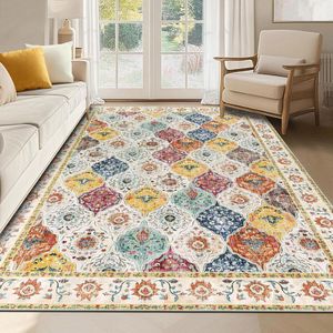 Ibenzoa® Stijlvol Laagpolig Tapijt met Boho Ontwerp, Antislip en Machinewasbaar, 90 x 150 cm