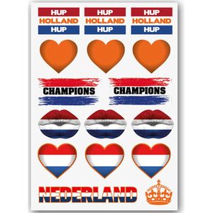 Temporary Tattoo Nederland / Holland Oranje #4 (A5 formaat) [Neptattoo - Tijdelijke tatoeage smink schmink - Nep Fake Tattoos - Water overdraagbare festival sticker glitter - Volwassenen Kinderen Jongen Meisje | WK World Cup Voetbal