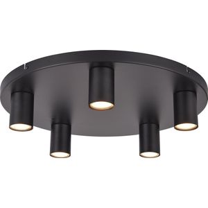 Ylumen - Plafondlamp Tag 5 lichts - Ø 50 cm – zwart – 5x GU10 - Vaste spots – Moderne plafondlamp – Spot woonkamer