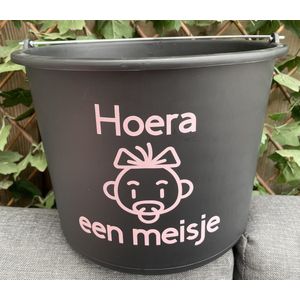 Cadeau emmer - 12 liter - Emmer - ROZE - Hoera een meisje - Tuin - Huis - Newborn - Baby - Kraam - Kraamkado - Kraamcadeau - Baby geboren - Geboorte - Bevalling - Bevallen - Zwanger - Vrienden - Familie - Geboortekado - Geboortecadeau - Ouders Kado