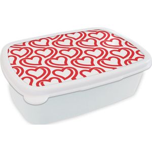 Broodtrommel Wit - Lunchbox - Brooddoos - Line art - Valentijn - Romantisch cadeau - 18x12x6 cm - Volwassenen