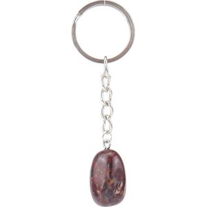 Bixorp Gems Rode Natuursteen Sleutelhanger - Edelstenen Sleutel Hanger - Roestvrij Staal / Stainless Steel