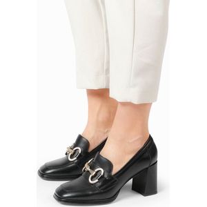 Manfield - Dames - Zwarte leren pumps - Maat 41