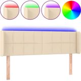 vidaXL - Hoofdbord - LED - 147x16x78/88 - cm - stof - crèmekleurig