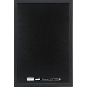 Zwart krijtbord met zwarte rand 40 x 60 cm inclusief stift