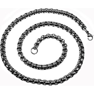 60cm x 6,5mm Jaseron Ketting Heren - Roestvrij Staal - Ronde Schakelketting