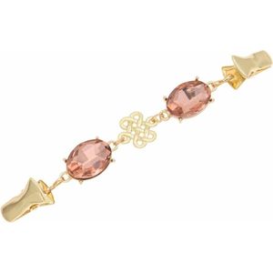 Fako Bijoux® - Vestsluiting - Vestclip - Sjaalspeld - Vestklem - Ovale Steen - Oud Roze - Goudkleurig