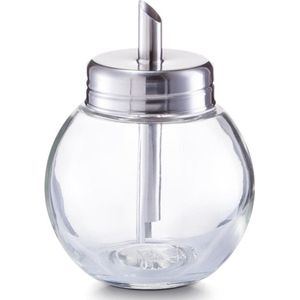 1x Suikerstrooiers rond van glas/metaal 240 ml - Keukenaccessoires - Suikerstrooiers/suikerpotjes voor thuis en horeca