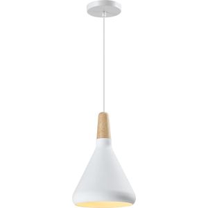 QUVIO Hanglamp Scandinavisch - Lampen - Plafondlamp - Verlichting - Verlichting plafondlampen - Keukenverlichting - Lamp - E27 Fitting - Met 1 lichtpunt - Voor binnen - Hout - D 17 cm - Wit - Bruin