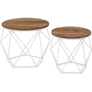 Nesting Side Tables - Koffiebijzettafel - Bijzettafel - Spaanplaat en Staal - 50cm x 40cm - 40cm x 36cm - 7kg - 20kg Statisch draagvermogen